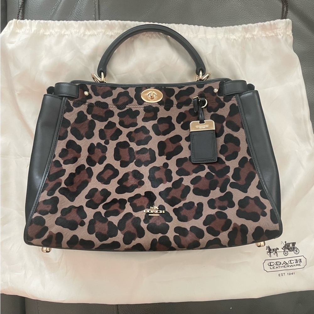 NWOT COACH Leopard Print Calf Hair Bag